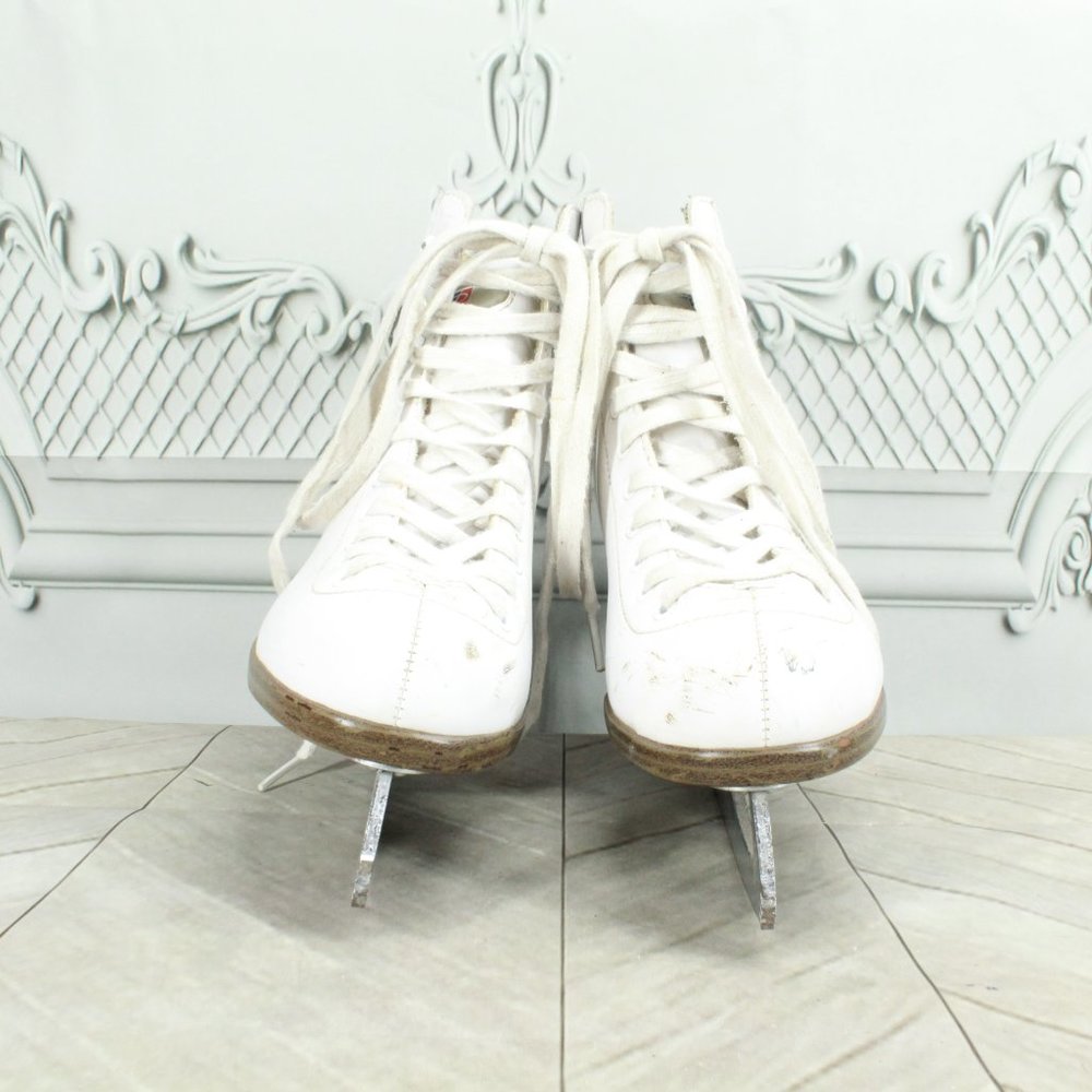 Riedell White Leather Lace Up Comfort Sport Ice Skates Shoes Size 3 - Picture 4 of 8